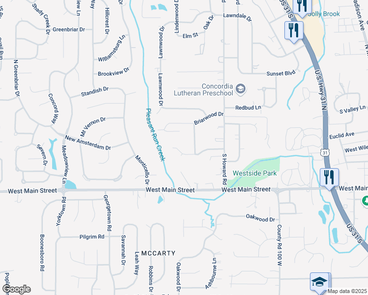 map of restaurants, bars, coffee shops, grocery stores, and more near 60 Appletree Row in Greenwood