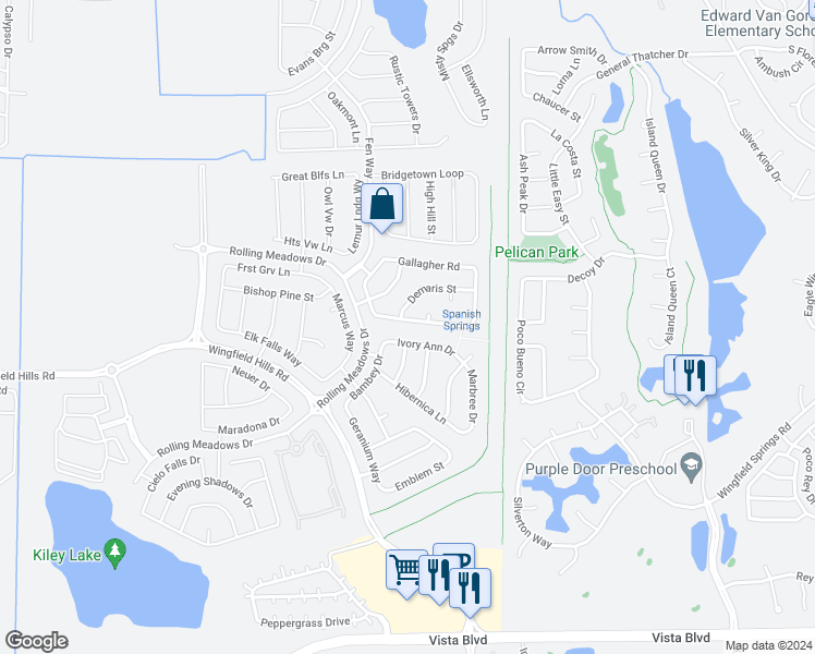 map of restaurants, bars, coffee shops, grocery stores, and more near 2470 Westfall Road in Sparks