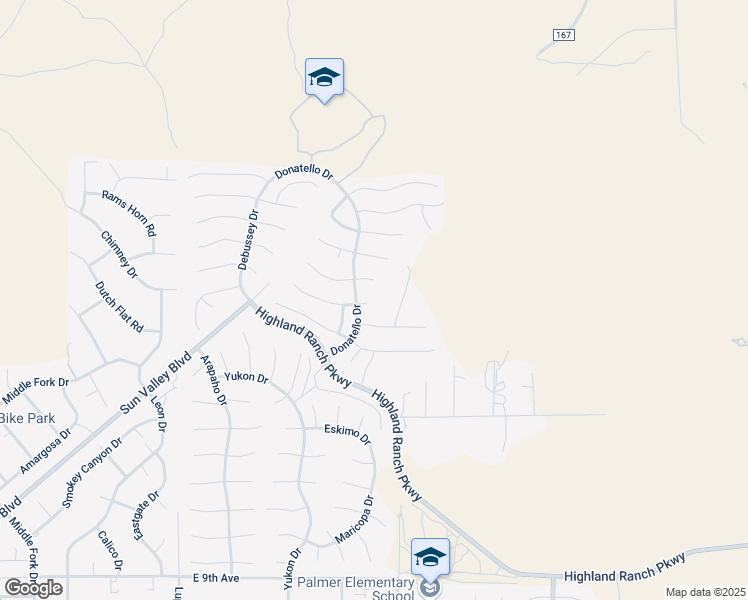 map of restaurants, bars, coffee shops, grocery stores, and more near 7369 Dali Court in Sun Valley
