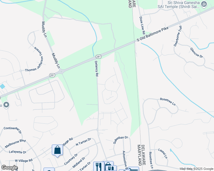 map of restaurants, bars, coffee shops, grocery stores, and more near 1000 Spyglass Drive in Elkton