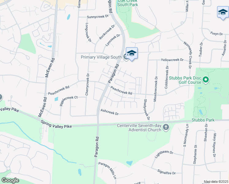 map of restaurants, bars, coffee shops, grocery stores, and more near 8615 Sea Pines Lane in Dayton