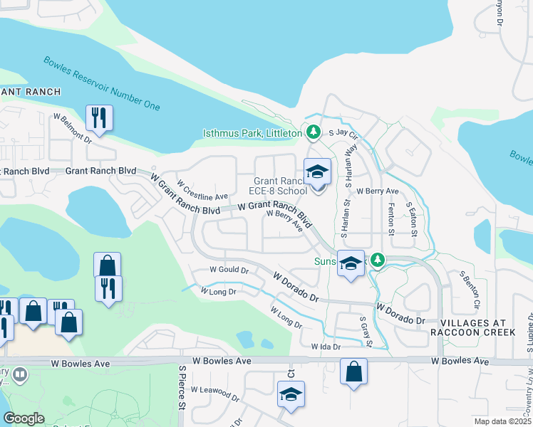 map of restaurants, bars, coffee shops, grocery stores, and more near in Lakewood