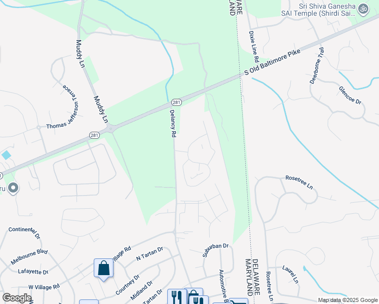 map of restaurants, bars, coffee shops, grocery stores, and more near 1000 Spyglass Drive in Elkton