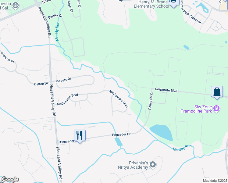 map of restaurants, bars, coffee shops, grocery stores, and more near 154 McCormick Boulevard in Newark