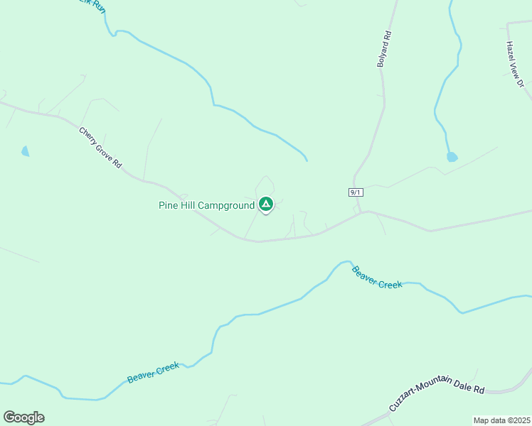 map of restaurants, bars, coffee shops, grocery stores, and more near 124 Pine Hill Campground Drive in Bruceton Mills