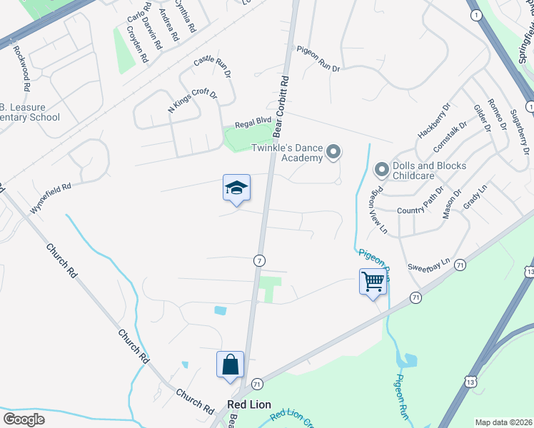 map of restaurants, bars, coffee shops, grocery stores, and more near 1465 Delaware 7 in Bear