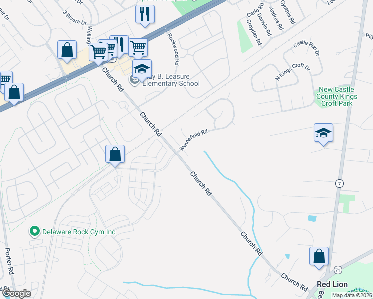 map of restaurants, bars, coffee shops, grocery stores, and more near 4 Foxfield Court in Bear