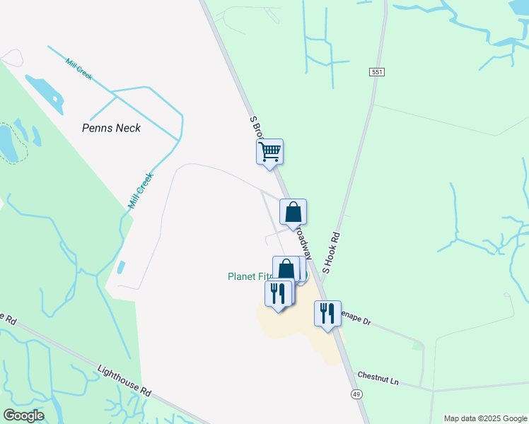 map of restaurants, bars, coffee shops, grocery stores, and more near 645 Greenwood Avenue in Pennsville Township