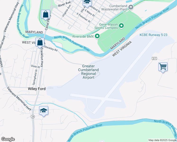 map of restaurants, bars, coffee shops, grocery stores, and more near Terminal Loop in Wiley Ford