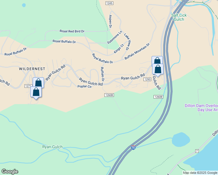 map of restaurants, bars, coffee shops, grocery stores, and more near 4600 Ryan Gulch Road in Silverthorne