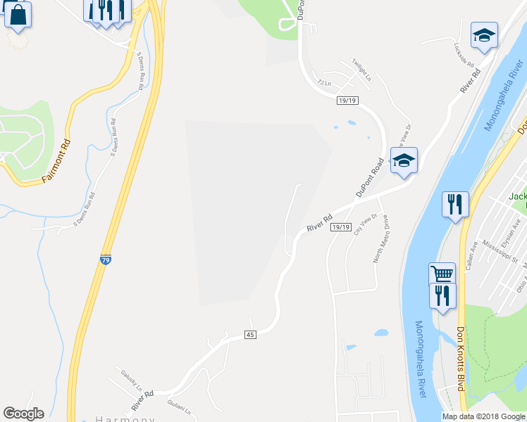 map of restaurants, bars, coffee shops, grocery stores, and more near 668 River Rd in Morgantown