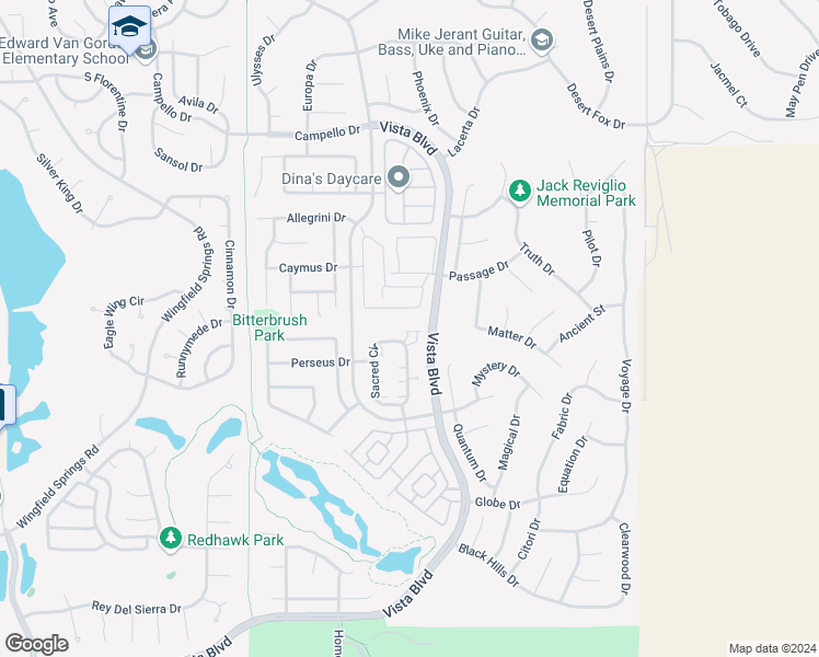 map of restaurants, bars, coffee shops, grocery stores, and more near 6961 Sacred Circle in Sparks