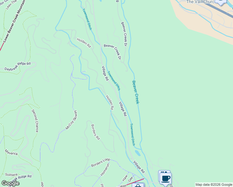 map of restaurants, bars, coffee shops, grocery stores, and more near Village Road in Avon