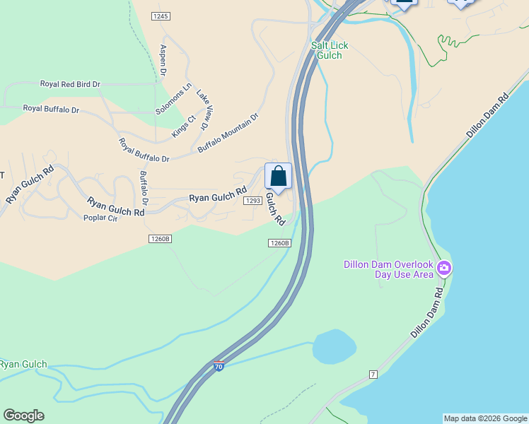 map of restaurants, bars, coffee shops, grocery stores, and more near 2444 Ryan Gulch Court in Silverthorne