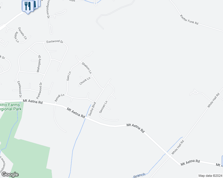 map of restaurants, bars, coffee shops, grocery stores, and more near 10974 Sassan Lane in Hagerstown