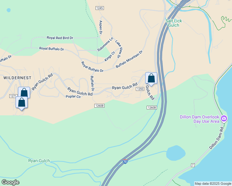 map of restaurants, bars, coffee shops, grocery stores, and more near 42 Salt Lick Circle in Silverthorne