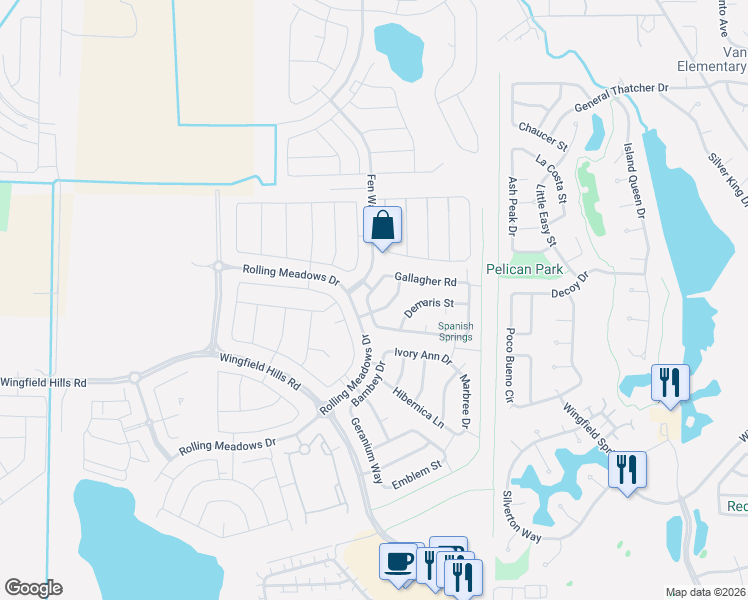 map of restaurants, bars, coffee shops, grocery stores, and more near 7070 Bannister Road in Sparks