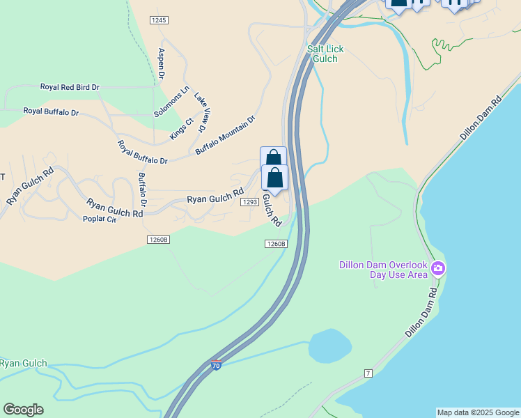 map of restaurants, bars, coffee shops, grocery stores, and more near 2444 Ryan Gulch Court in Silverthorne