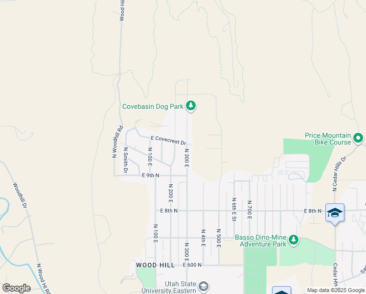 map of restaurants, bars, coffee shops, grocery stores, and more near 975 North 300 East in Price