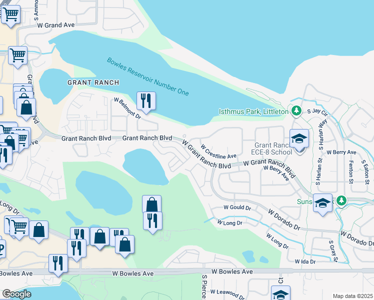 map of restaurants, bars, coffee shops, grocery stores, and more near in Denver