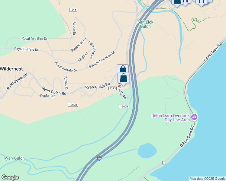 map of restaurants, bars, coffee shops, grocery stores, and more near 2444 Ryan Gulch Court in Silverthorne