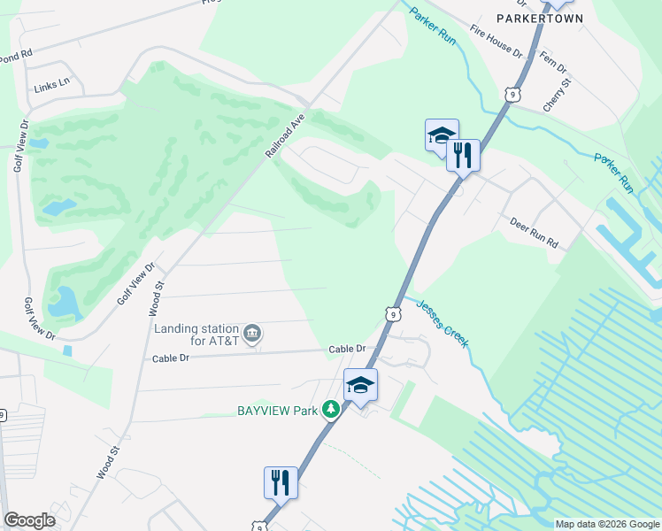 map of restaurants, bars, coffee shops, grocery stores, and more near 22 Pinewood Drive in Ocean County