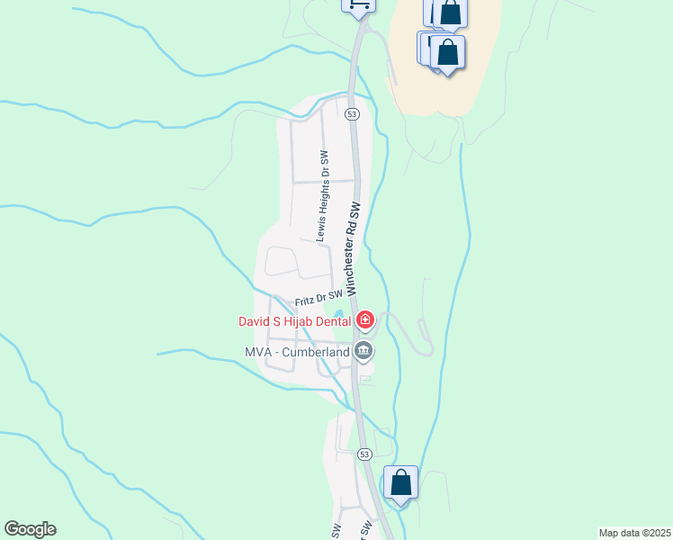 map of restaurants, bars, coffee shops, grocery stores, and more near 13006 Lewis Heights Drive Southwest in Cresaptown