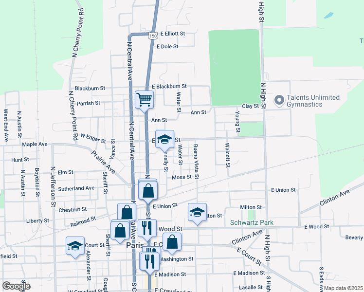 map of restaurants, bars, coffee shops, grocery stores, and more near 512 Water Street in Paris