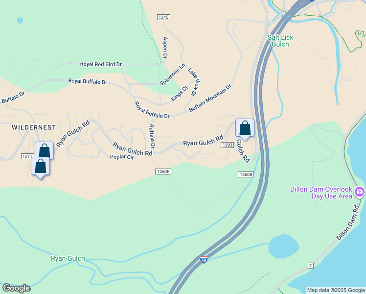 map of restaurants, bars, coffee shops, grocery stores, and more near 42 Salt Lick Circle in Silverthorne
