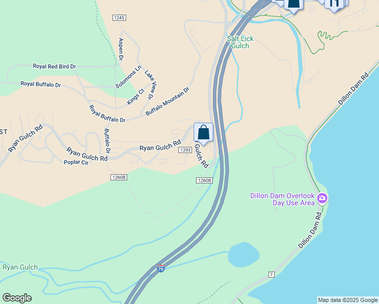 map of restaurants, bars, coffee shops, grocery stores, and more near 2444 Ryan Gulch Court in Silverthorne