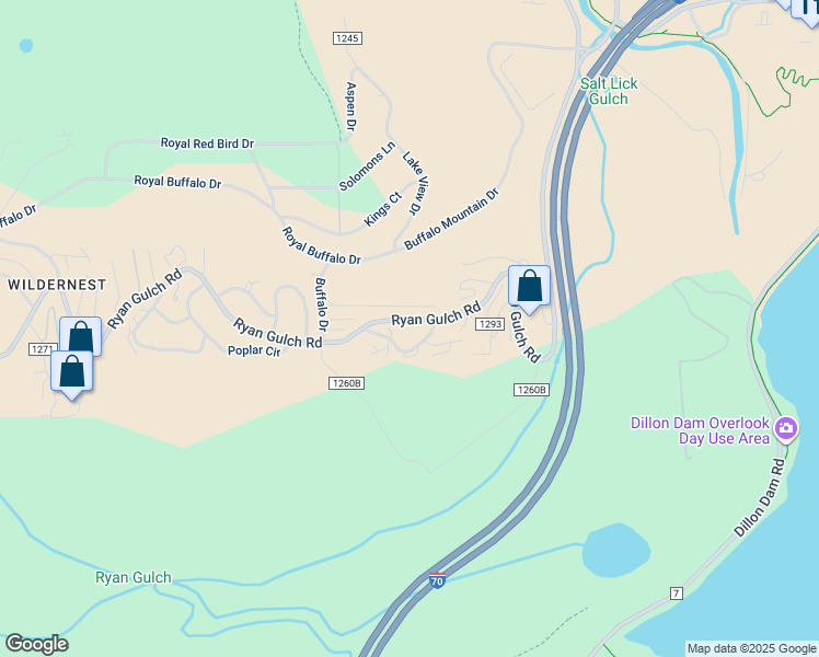 map of restaurants, bars, coffee shops, grocery stores, and more near 102 Salt Lick Circle in Silverthorne
