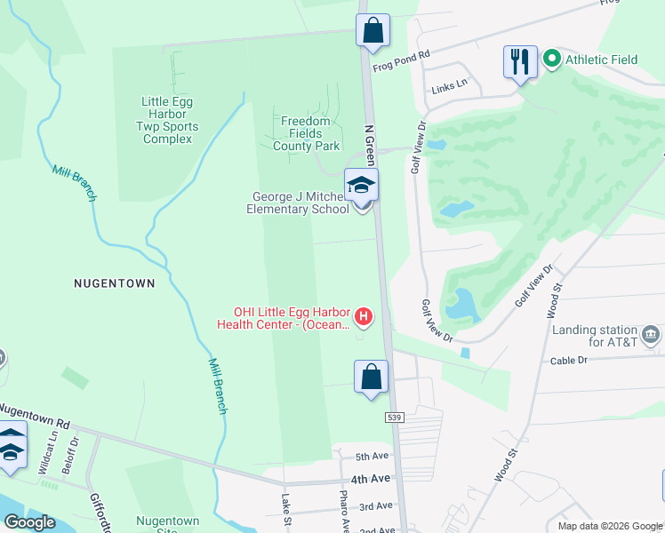 map of restaurants, bars, coffee shops, grocery stores, and more near 151 9th Avenue in Little Egg Harbor Township