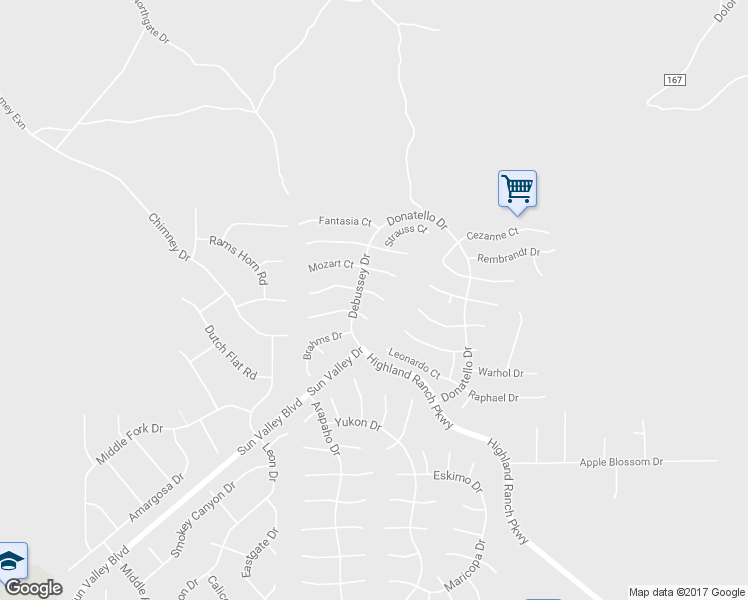 map of restaurants, bars, coffee shops, grocery stores, and more near 6996 Haydn Court in Sun Valley