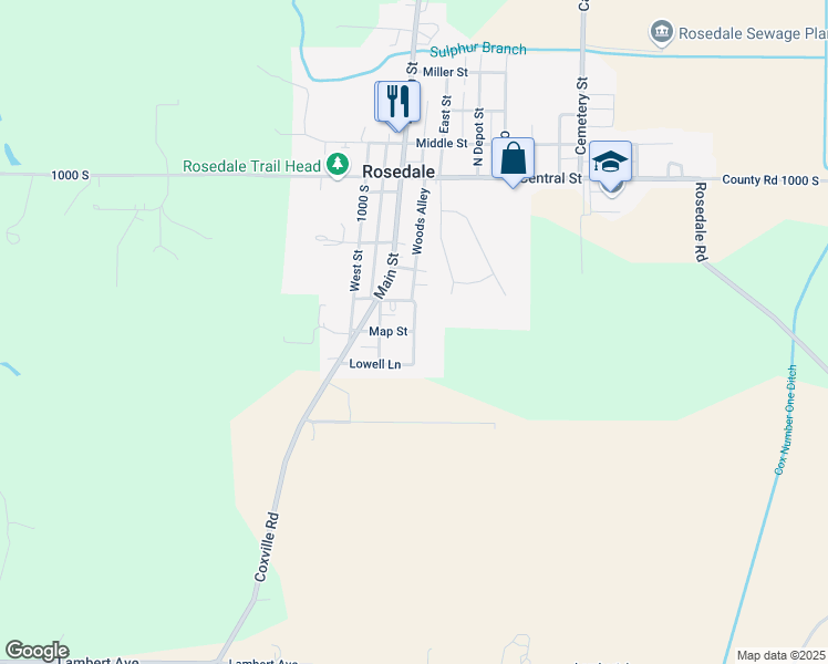 map of restaurants, bars, coffee shops, grocery stores, and more near 101 Map Street in Rosedale