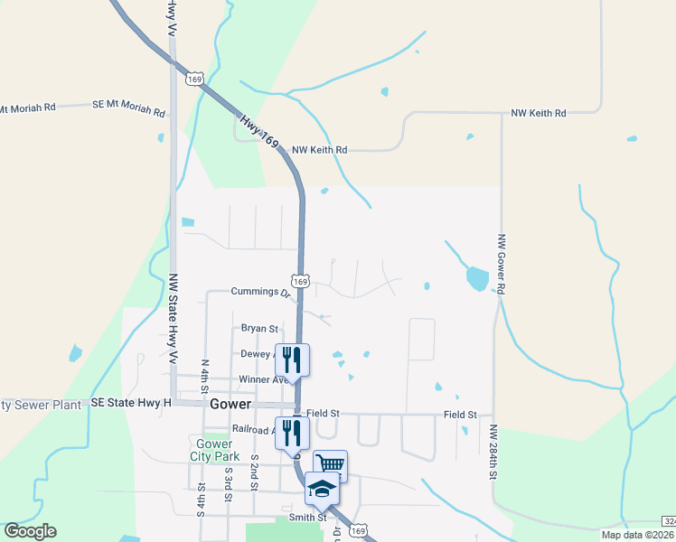 map of restaurants, bars, coffee shops, grocery stores, and more near 505 Daybrook Terrace in Gower