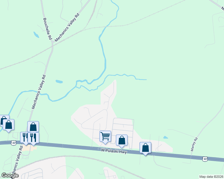map of restaurants, bars, coffee shops, grocery stores, and more near 57 Admirals Way in Elkton