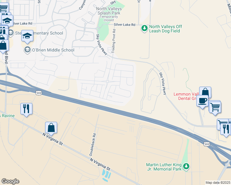 map of restaurants, bars, coffee shops, grocery stores, and more near 8898 Wolf Moon Drive in Reno