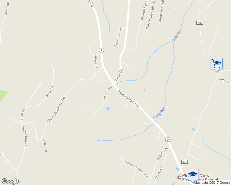 map of restaurants, bars, coffee shops, grocery stores, and more near 9708 Martinsburg Road in Hedgesville