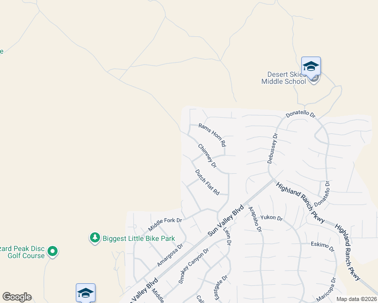 map of restaurants, bars, coffee shops, grocery stores, and more near 6135 Dutch Flat Road in Sun Valley