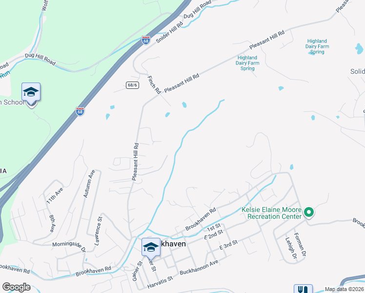 map of restaurants, bars, coffee shops, grocery stores, and more near 338 Mary Lane in Morgantown
