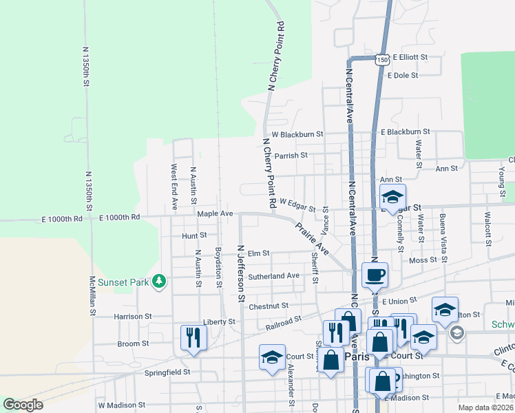 map of restaurants, bars, coffee shops, grocery stores, and more near 500-546 County Road 7 in Paris