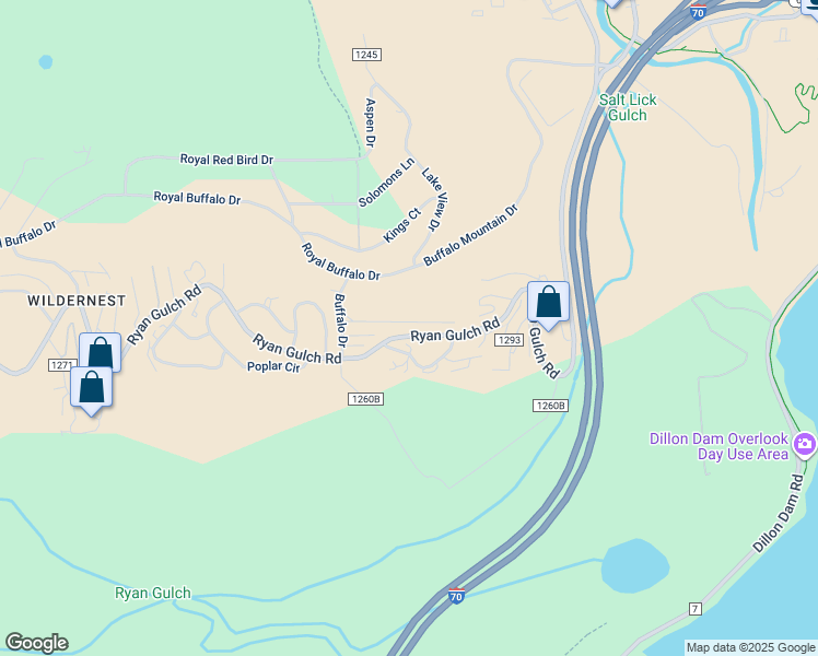 map of restaurants, bars, coffee shops, grocery stores, and more near 42 Salt Lick Circle in Silverthorne