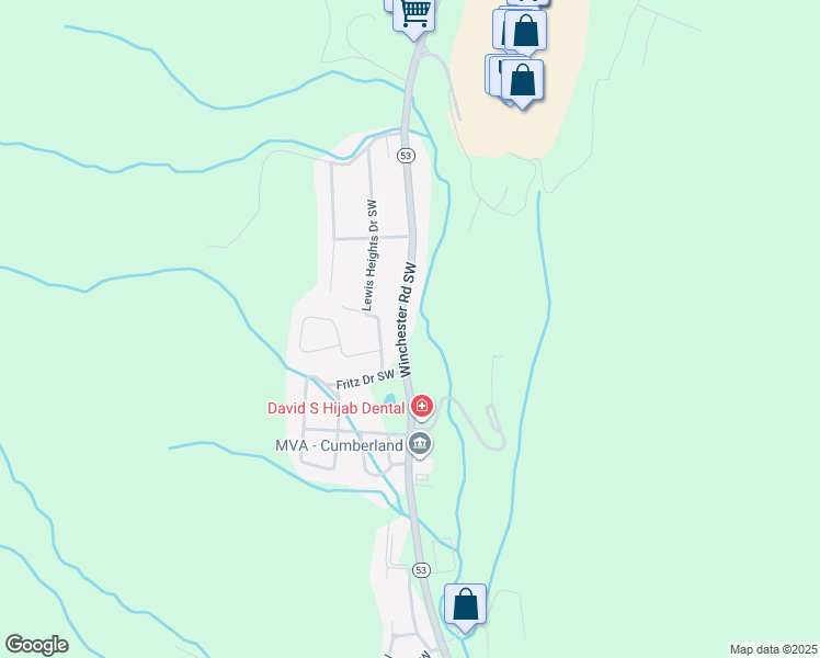 map of restaurants, bars, coffee shops, grocery stores, and more near 13006 Lewis Heights Drive Southwest in Cresaptown