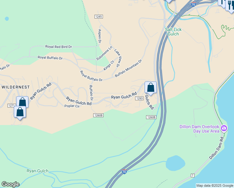 map of restaurants, bars, coffee shops, grocery stores, and more near 3710 Ryan Gulch Road in Silverthorne
