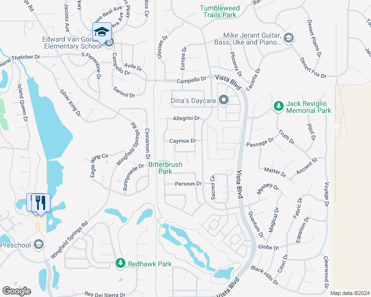 map of restaurants, bars, coffee shops, grocery stores, and more near 3746 Deutz Drive in Sparks