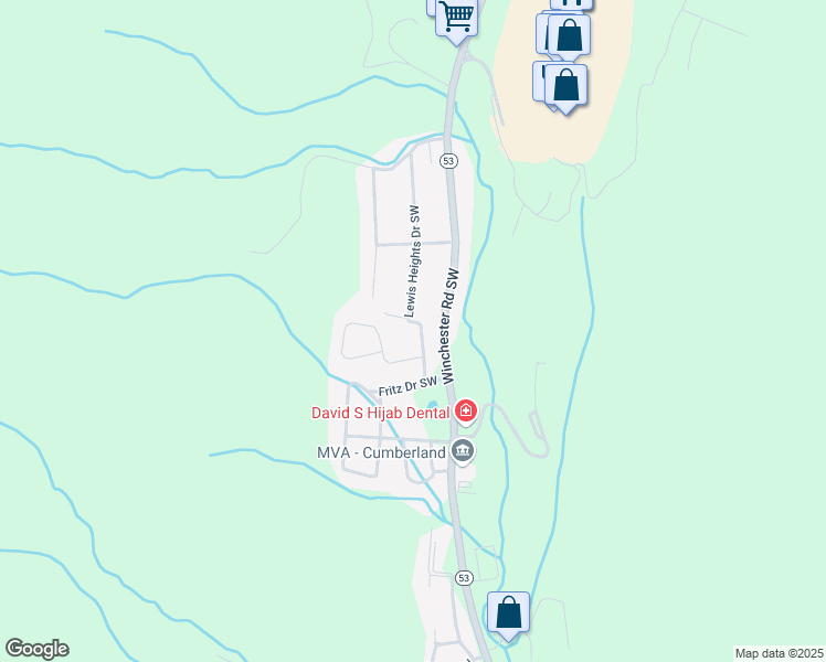 map of restaurants, bars, coffee shops, grocery stores, and more near 13001 Lewis Heights Drive Southwest in Cresaptown