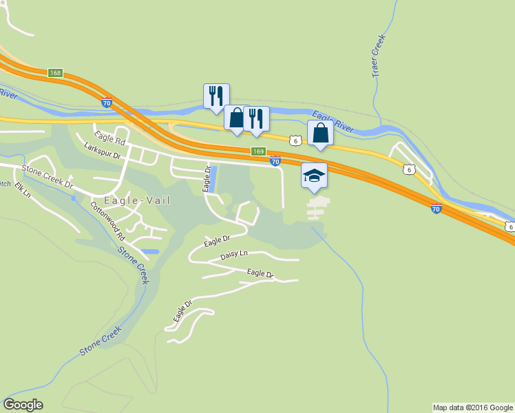 map of restaurants, bars, coffee shops, grocery stores, and more near 515 Tamarak Dr in Vail