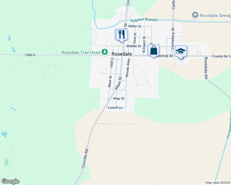 map of restaurants, bars, coffee shops, grocery stores, and more near 101-119 Map St in Rosedale