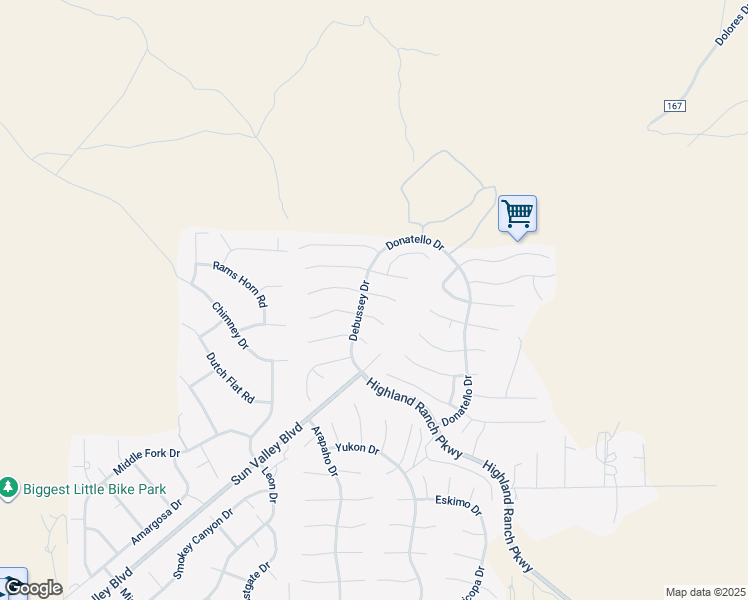 map of restaurants, bars, coffee shops, grocery stores, and more near 6996 Haydn Court in Sun Valley