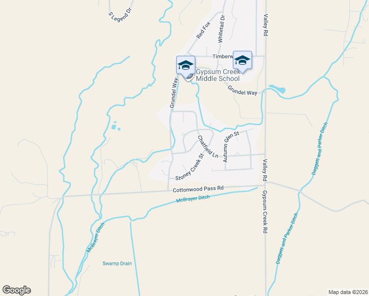 map of restaurants, bars, coffee shops, grocery stores, and more near 85 McBrayer Street in Gypsum